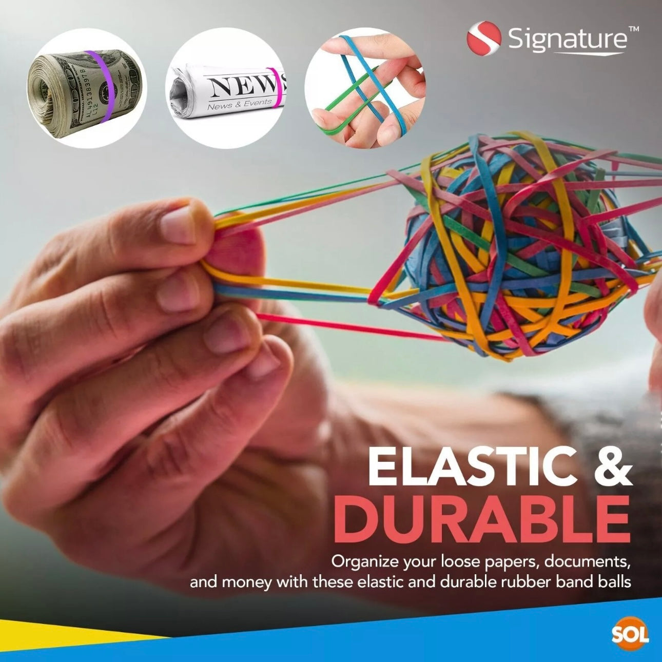 3-6pk Rubber Band Balls | Assorted Colours Elastic Bands Ball 120g Office School