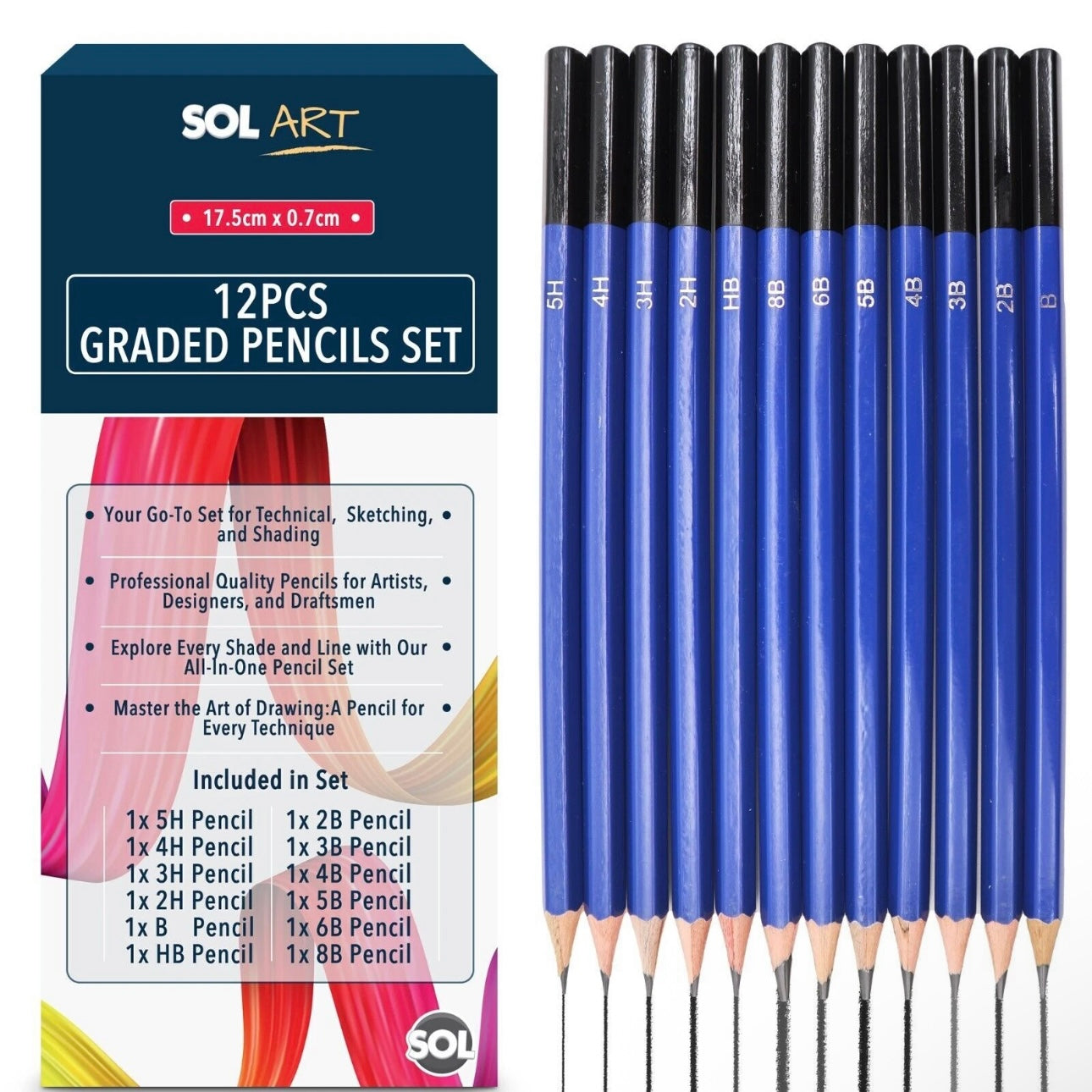 12-24 Graded Art Sketching Drawing Pencils Set for Artists 7 Soft 4 Hard Shades