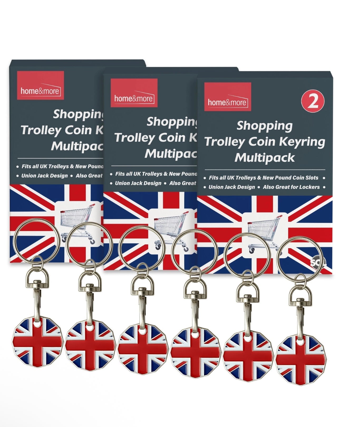 6-24 Trolley Coin Tokens Removable Supermarket £1 One Pound Shopping Cart Holder
