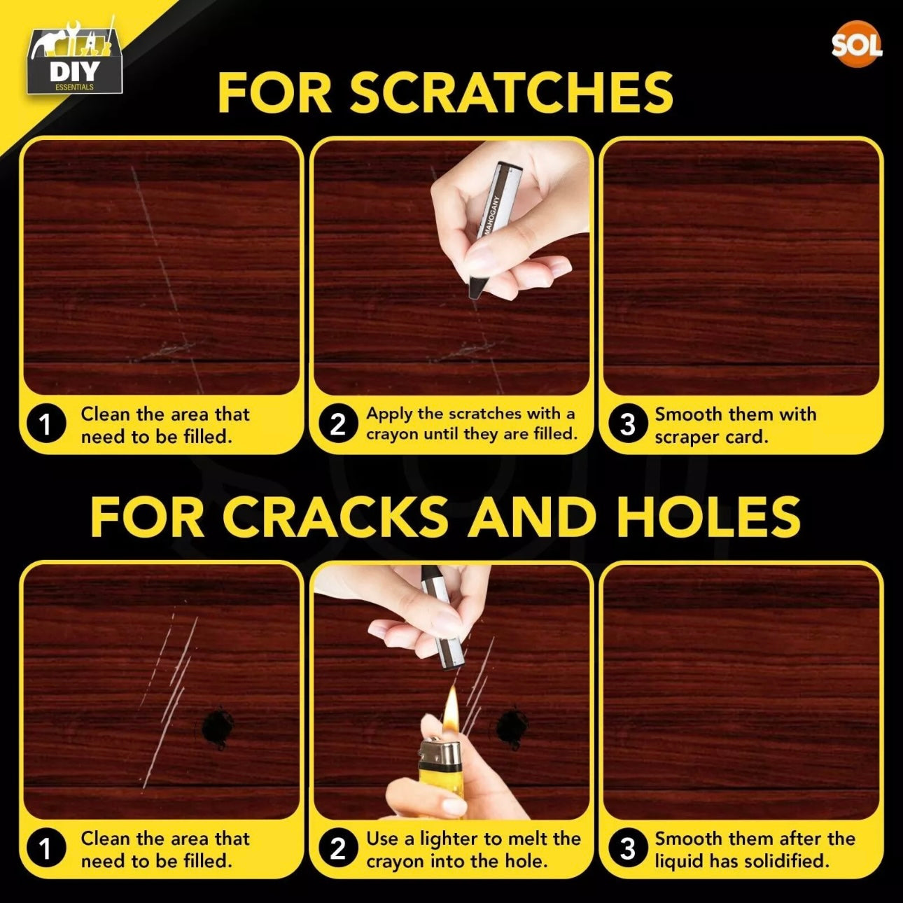 17PK Furniture Touch Up Pens Wood Floor Scratch Repair Markers Wax Sticks Kit