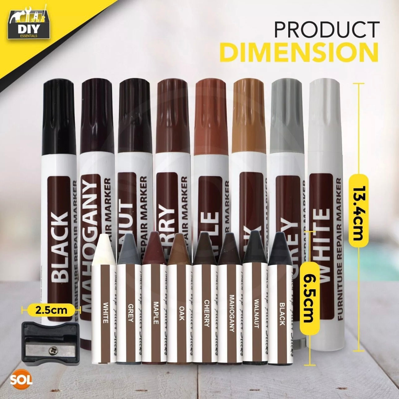 17PK Furniture Touch Up Pens Wood Floor Scratch Repair Markers Wax Sticks Kit