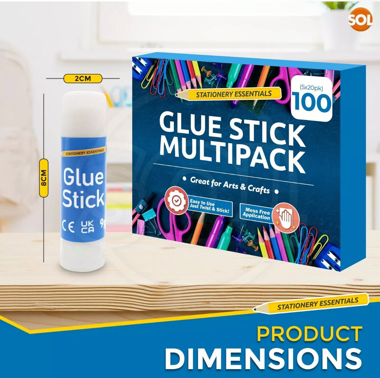 100PK Kids Glue Sticks School 9g Washable Non Toxic Home Office Arts Craft Bulk